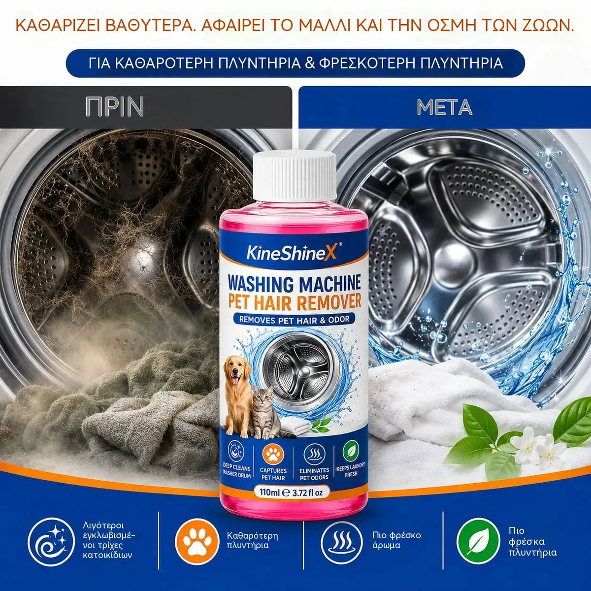 2 μπουκάλια για 27 ευρώ - Απορρυπαντικό για βαθύ καθαρισμό πλυντηρίων ρούχων από τρίχες ζώων