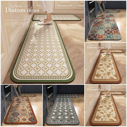 💥50 % de descuento💥【40*60cm+40*120cm】Nueva alfombra antideslizante absorbente de agua de lodo de diatomeas🦶