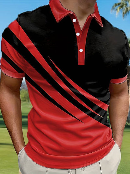 🔥【1 za 109 zł.】👔【S-6XL】Nowa letnia męska koszulka POLO w paski z nadrukiem 3D