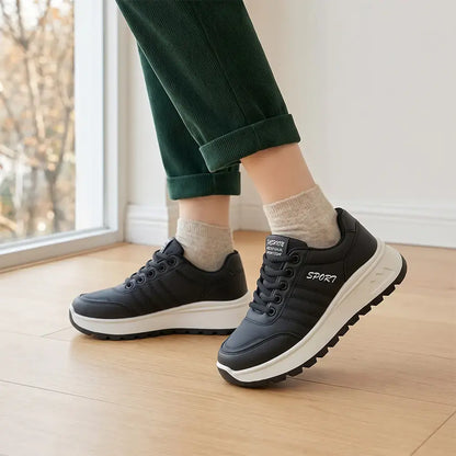 【35-40】Nowe damskie buty do biegania w stylu retro – z grubą podeszwą, na sznurówki, idealne na jesień i zimę