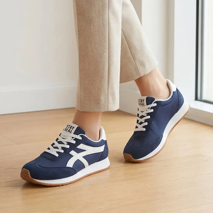 【36-42】Damskie buty sportowe w stylu retro – wielokolorowe, niskie, z okrągłym noskiem, na sznurówki, w dużych rozmiarach