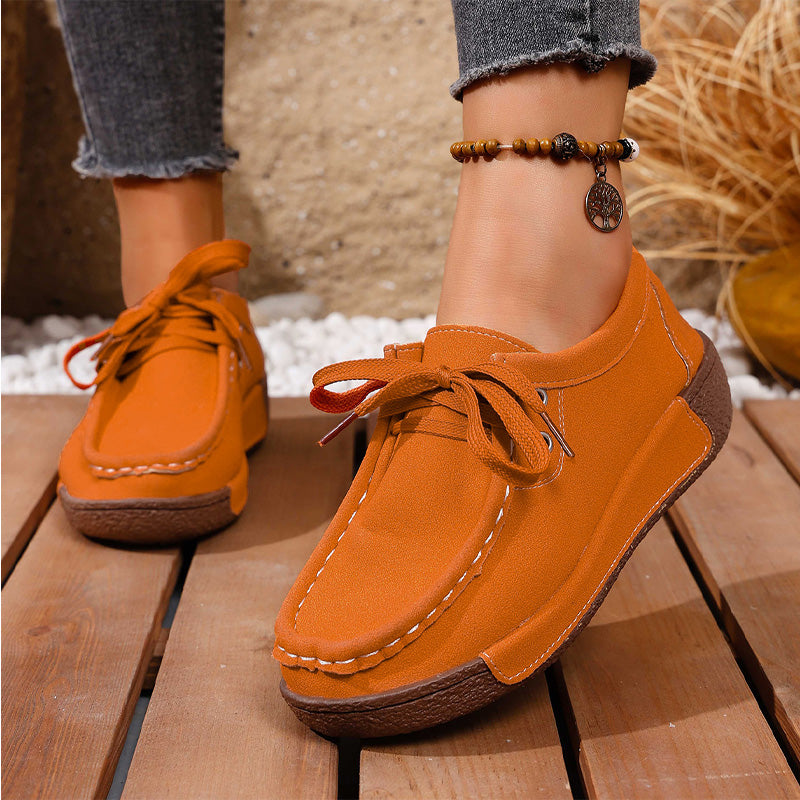 🔥🌞【Sleva 50 %!】Dámské boty s tlustou podrážkou a kulatou špičkou – pohodlné a stylové boty s podporou klenby, které tlumí nárazy a pomáhají udržet správné držení těla.