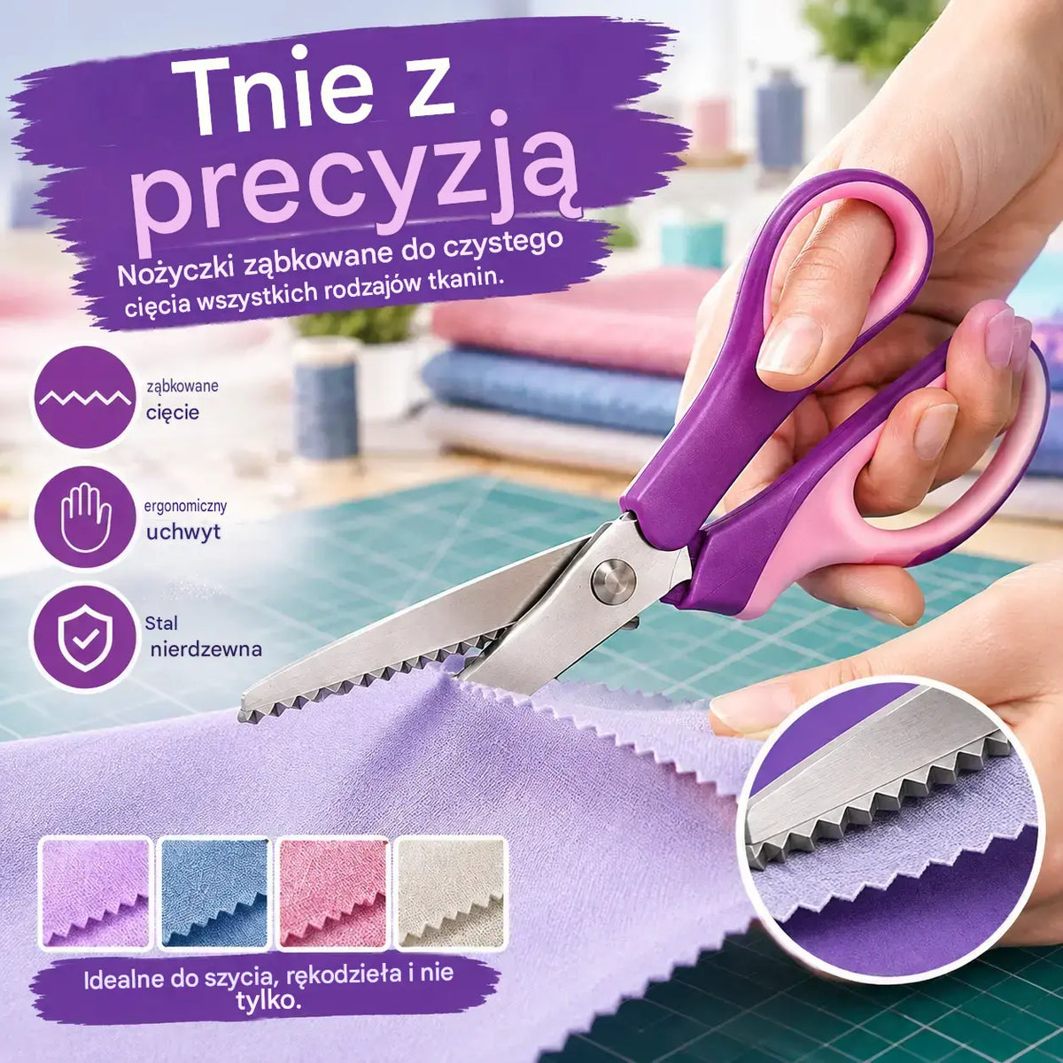 1 sztuka za 109 zł👗✂️ Nożyczki krawieckie z ozdobnym ostrzem – Profesjonalne do cięcia zygzakiem i falowaniem | Idealne do tkanin, patchworku i projektów DIY