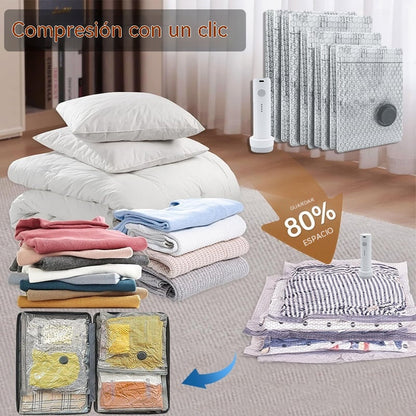 🎁 Juego de bolsas de compresión inalámbricas para almacenamiento al vacío