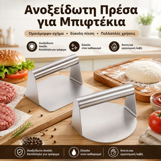1 τεμάχιο 26 ευρώ 🍔Πρέσα για μπιφτέκια από ανοξείδωτο ατσάλι, φόρμα για μπιφτέκια κρέατος, εργαλείο ψησίματος κουζίνας