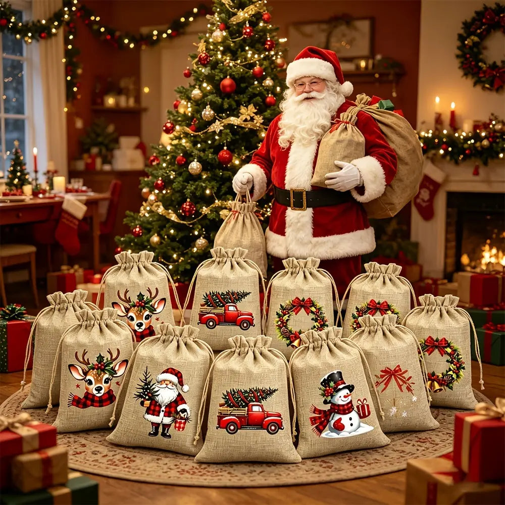 🎅 ΠΕΡΙΟΡΙΣΜΕΝΗ ΔΙΑΡΚΕΙΑ ΕΚΠΤΩΣΗΣ 60%! 🎄 Χριστουγεννιάτικες τσάντες δώρων με κορδόνι – Santa & Rei