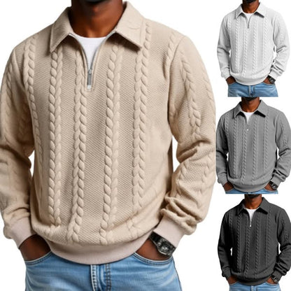 👔Suéter de hombre con cuello jacquard, casual, de punto, manga larga