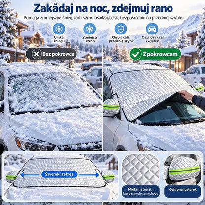 Osłona na szybę samochodową – przeciwśniegowa, przeciwsłoneczna, uniwersalna, gruba, na pół maski