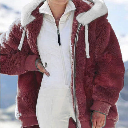 ☃️Ograničeni popust od 39%❄️【Kupite 1, dobijte 1 gratis】[S-5XL] Ženska jakna za 2025. s kontrastnim prugama od debelog pliša