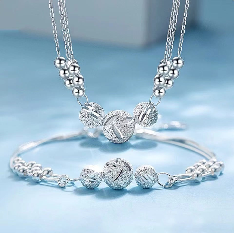 🔥【Compre uno y llévese otro gratis】🔥✨Conjunto ligero de lujo de collar + pulsera de la suerte con cuentas