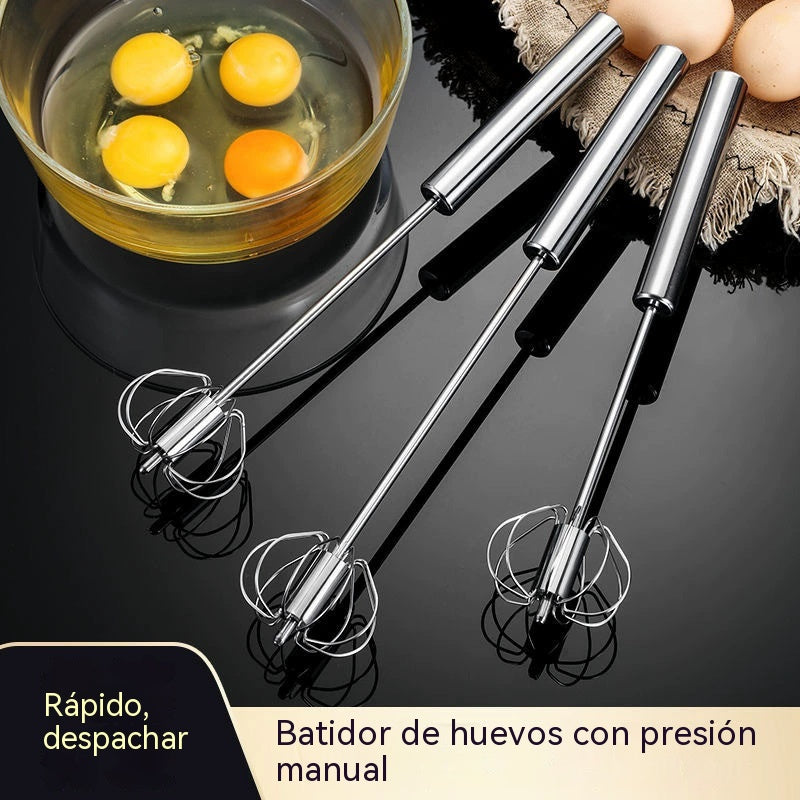 ✨23€【 Conjunto de 2 piezas】Batidor de huevos semiautomático de acero inoxidable