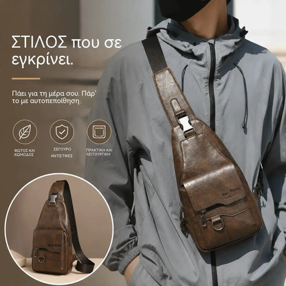 🎒 Αδιάβροχη τσάντα ώμου από γνήσιο δέρμα σε ρετρό στιλ: ένα απαραίτητο κομμάτι για τις καθημερινές μετακινήσεις.