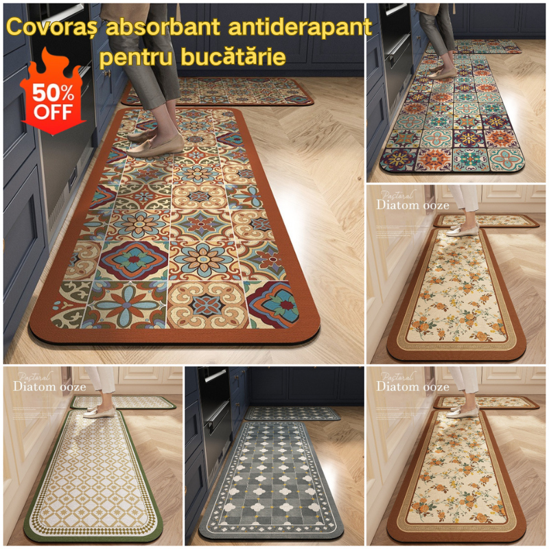 💥50 % de descuento💥【40*60cm+40*120cm】Nueva alfombra antideslizante absorbente de agua de lodo de diatomeas🦶