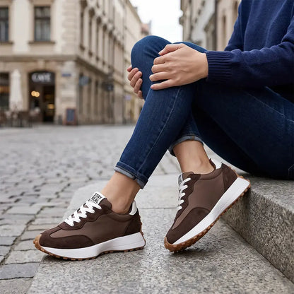 【36-41】Nowe damskie buty sportowe na grubej podeszwie – skórzane, w stylu retro, casualowe