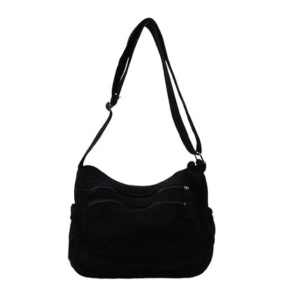 👜✨Τσάντα χιαστί μεγάλης χωρητικότητας από καμβά με όψη παλαίωσης: διαθέτει σχεδιασμό με πολλαπλές θήκες που κλείνουν με φερμουάρ και φαρδύ, ρυθμιζόμενο λουράκι ώμου.