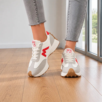 Retro trampki w blokach kolorów, damskie buty codzienne z miękką podeszwą i oddychające, lekkie, sznurowane, modne buty, wielokolorowe buty damskie
