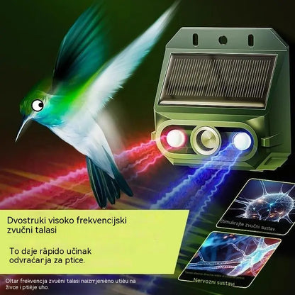 【50% POPUST】🔥🐦️Ultrazvučni odvraćač ptica na solarnu energiju za vanjsku upotrebu s treperavim infracrvenim svjetlom, crvenim i plavim LED diodama