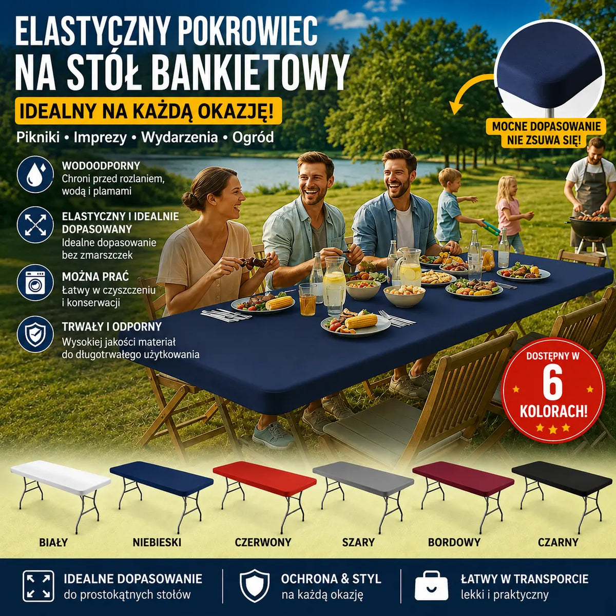 🔥✨【Kup 1, a drugi dostaniesz gratis】Wielofunkcyjny elastyczny pokrowiec na stół piknikowy