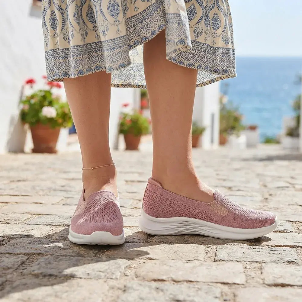 Damskie, wsuwane, oddychające buty do chodzenia – lekkie, z miękką podeszwą – wygodne, ortopedyczne trampki dla seniorów