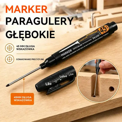 🖊️🔩【Zestaw 10】Markery o długiej końcówce 45 mm do głębokich otworów – wielokrotnego napełniania i użytku – idealne do prac budowlanych, glazurniczych i stolarskich 🏗️✨