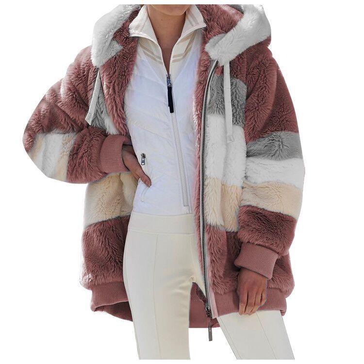 ☃️Oferta limitada 35%❄️【S-5XL】Nueva chaqueta de invierno para mujer 2025, gruesa con franjas de felpa