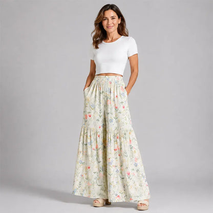 🌸✨【S-2XL】Γυναικείο παντελόνι με φαρδιά γραμμή και στάμπα, κατάλληλο για όλους τους σωματότυπους