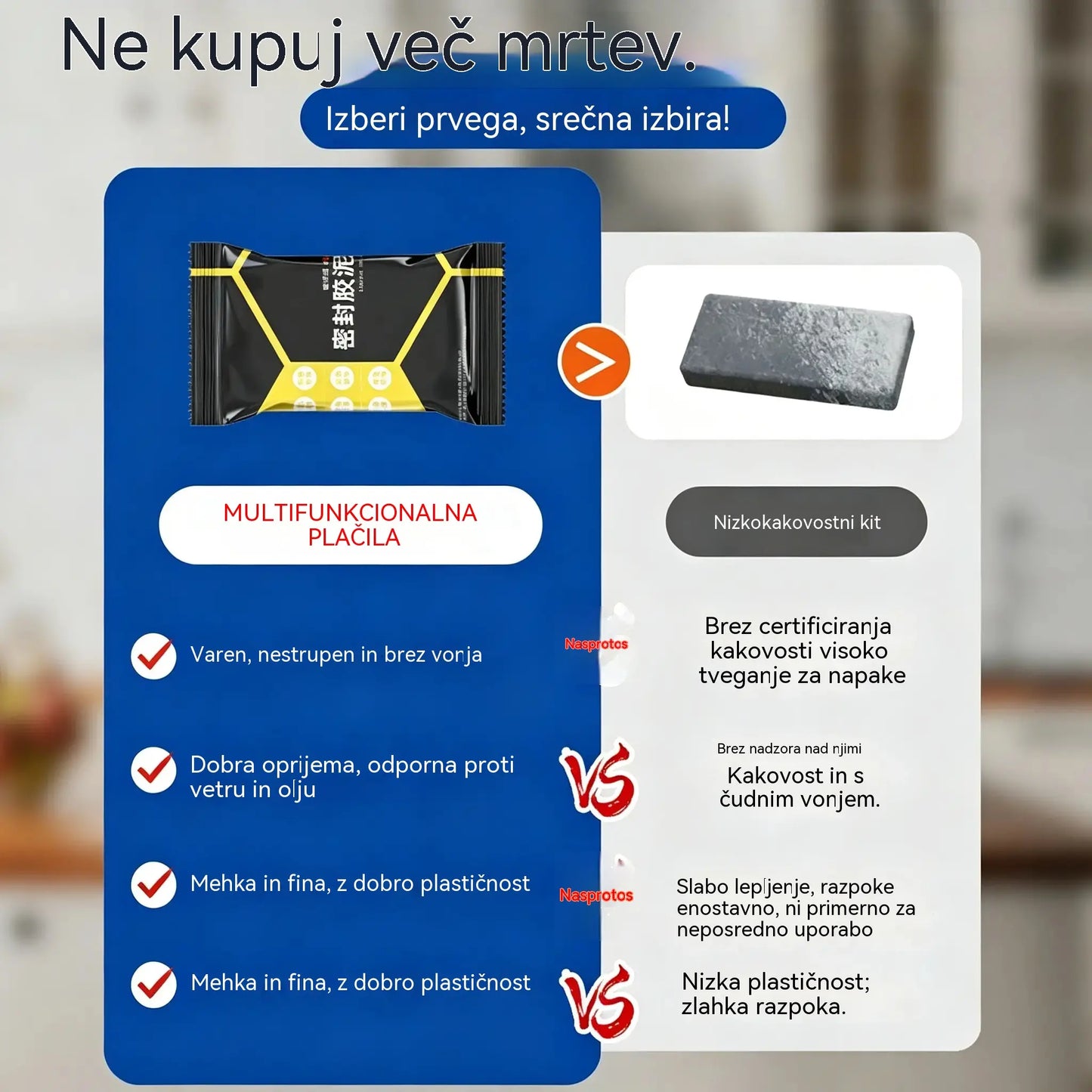 【10 kosov za 23 €】🔧 Beli vodoodporni tesnilni kit – Popravlja luknje, stene in cevi klimatskih naprav 💧🏠