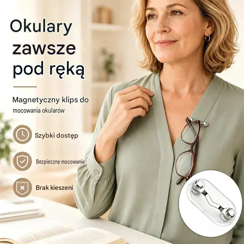 5 szt. 99 zł🧷🧲 Magnetyczny klips do mocowania okularów, uniwersalny wieszak na okulary do czytania, okulary z filtrem światła niebieskiego i okulary przeciwsłoneczne. Koniec z zgubionymi okularami!