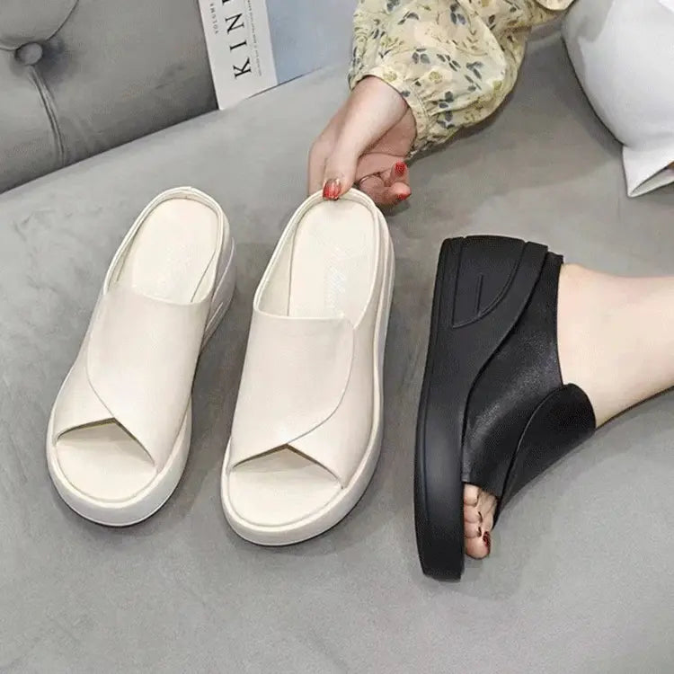 💥【30% ZNIŻKI】🔥[Obcas 5,5 cm] 【35-42】Sandały na koturnie z miękką podeszwą