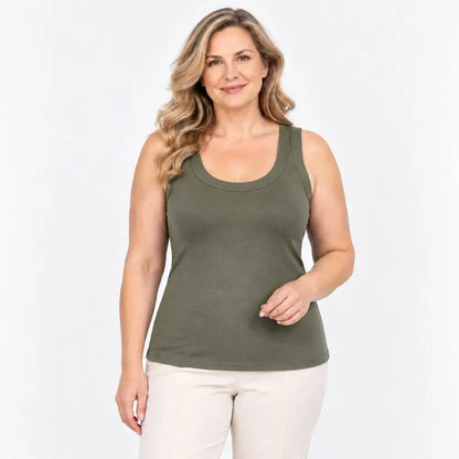 【M-4XL】Damski ocieplany top na ramiączkach w dużych rozmiarach – z wkładkami, ocieplany, bez potrzeby noszenia biustonosza, na jesień i zimę
