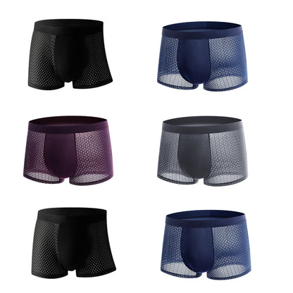 🔥50% de descuento【Compre 3, obtenga 3 gratis】Calzoncillos bóxer de seda helada de malla para hombre 2025 Primavera Verano