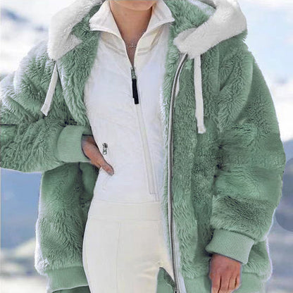 ☃️Ograničeni popust od 39%❄️【Kupite 1, dobijte 1 gratis】[S-5XL] Ženska jakna za 2025. s kontrastnim prugama od debelog pliša