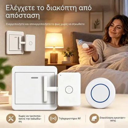 Ένα σετ αξίας 25 €📱💡Έξυπνος ασύρματος διακόπτης για την ενεργοποίηση και απενεργοποίηση των φώτων από απόσταση, χωρίς να απαιτείται καλωδίωση.