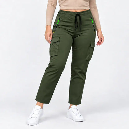 👖🏃‍【S-3XL】Γυναικείο παντελόνι τύπου cargo, με ελαστική μέση, τσέπες με φερμουάρ και άνετη, φαρδιά γραμμή – ιδανικό για πεζοπορία🥰