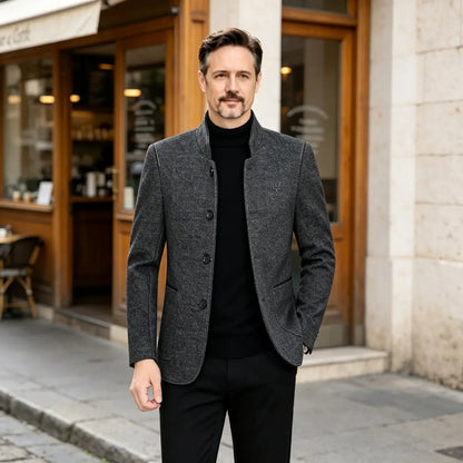 ⛄️🤗【M–4XL】🔥 Νέο μπουφάν με γιακά – χοντρό ανδρικό μάλλινο πουλόβερ με βελουτέ επένδυση – Φθινόπωρο/Χειμώνας