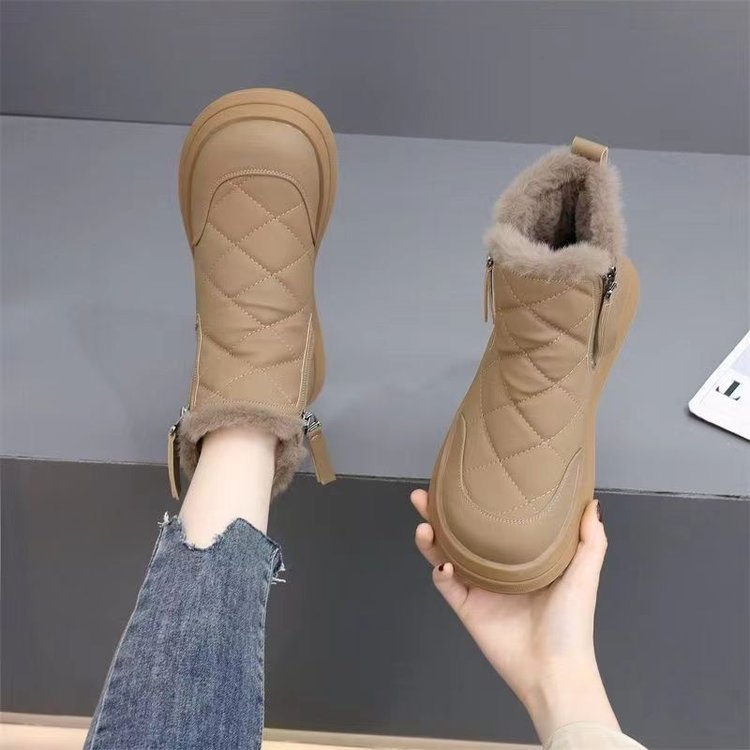👢【35-41】Nuevo estilo para otoño e invierno, botas cortas impermeables, antideslizantes, cálidas y de moda con suela suave.-4144987