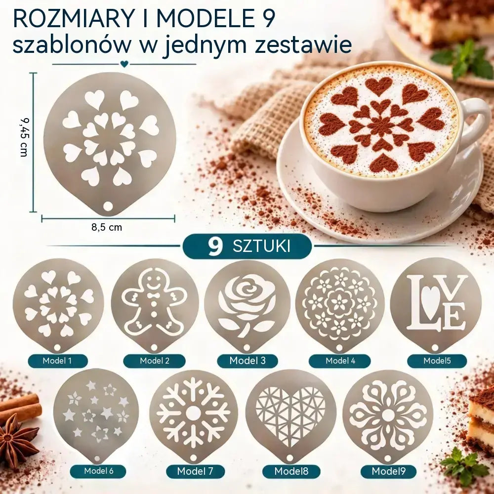 ☕ Szablon ze stali nierdzewnej do latte art