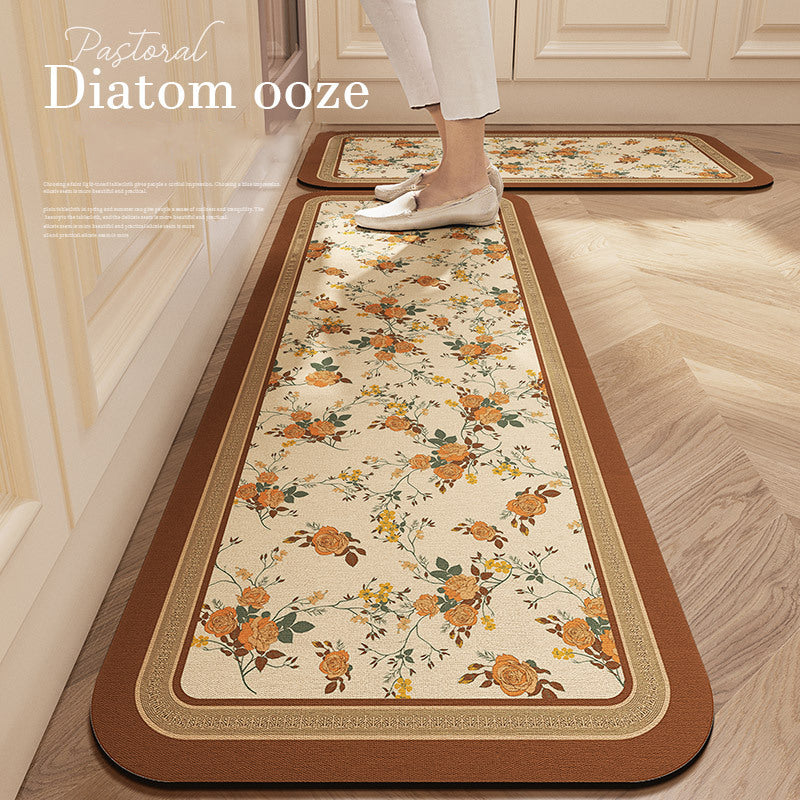 💥50 % de descuento💥【40*60cm+40*120cm】Nueva alfombra antideslizante absorbente de agua de lodo de diatomeas🦶