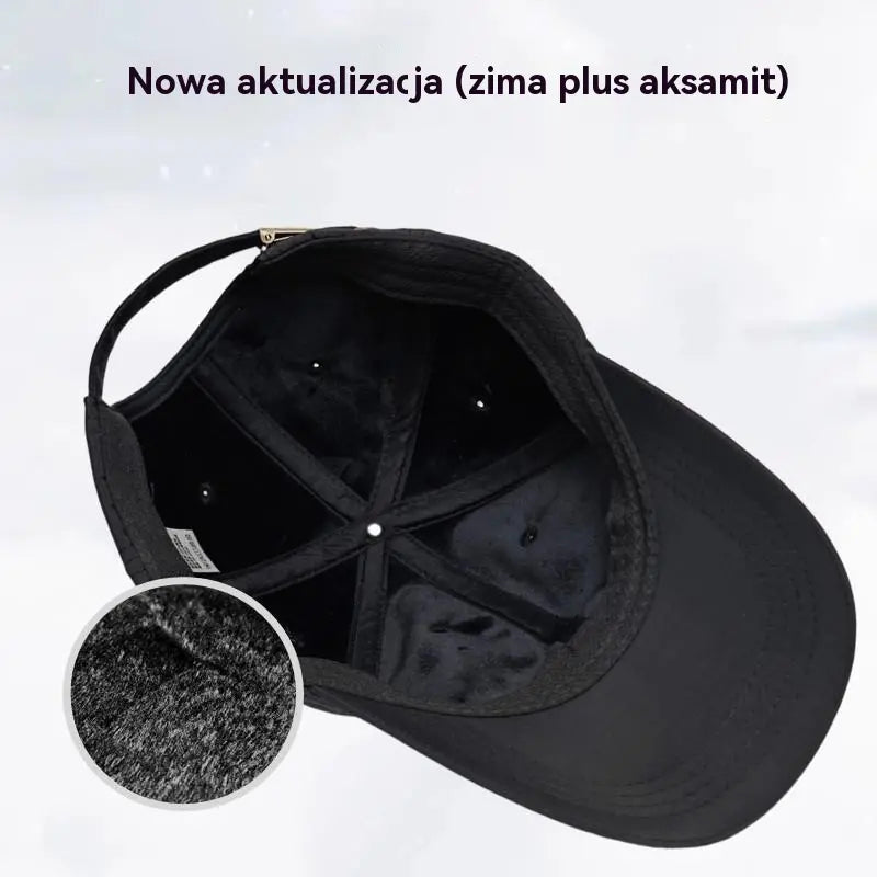 🧢⛄Męska ciepła czapka jesienno-zimowa, czapka z daszkiem z podszewką z polaru i osłoną przeciwsłoneczną