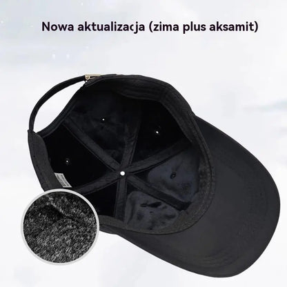 🧢⛄Męska ciepła czapka jesienno-zimowa, czapka z daszkiem z podszewką z polaru i osłoną przeciwsłoneczną