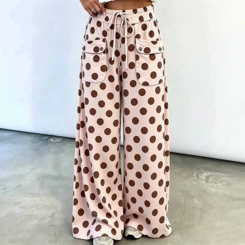 👖🌸【S-3XL】Γυναικείο παντελόνι σε φαρδιά γραμμή με πουά μοτίβο🎨