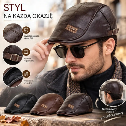 🧢🔥 Beret z naturalnej skóry w stylu vintage – najwyższa jakość i ponadczasowy design ✨