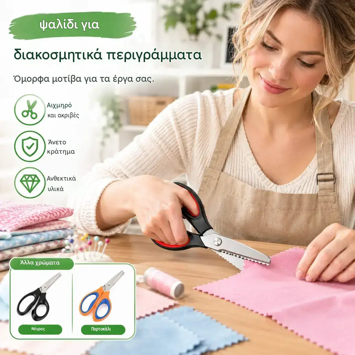 ✂️Επαγγελματικό ψαλίδι με οδοντωτή λεπίδα, κατάλληλο για ράψιμο, χειροτεχνίες και καθημερινές κατασκευές DIY.