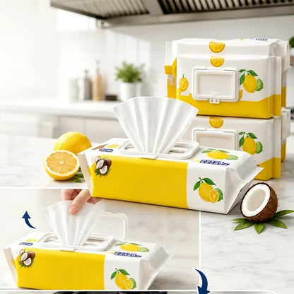 🍋2 κουτιά (160 δισκία) – 27€🍋 Πολυχρηστικά μαντηλάκια κουζίνας | Εύκολος καθαρισμός ψυγείου και σπιτιού ✨
