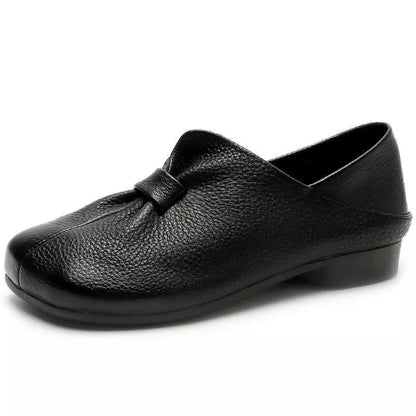 👡【35-42】2025 nuevas babuchas de suela blanda con lazo, piel de vaca de alta calidad, sencillas y exquisitas