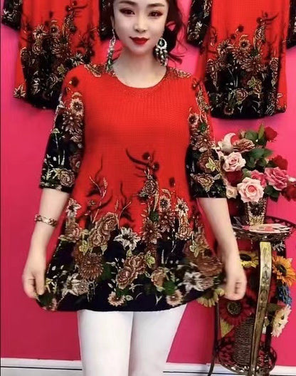 🌸😍30% zniżki!【S-4XL】 Nowy modny, swobodny T-shirt z nadrukiem, luźny i elastyczny, odpowiedni dla kobiet o każdym typie sylwetki