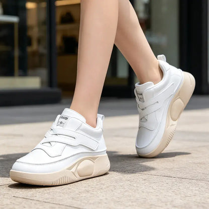 👟Damskie trampki na platformie z miękkiej skóry – gruba, antypoślizgowa podeszwa – oddychające, amortyzowane buty do chodzenia, odpowiednie do podróżowania i biegania