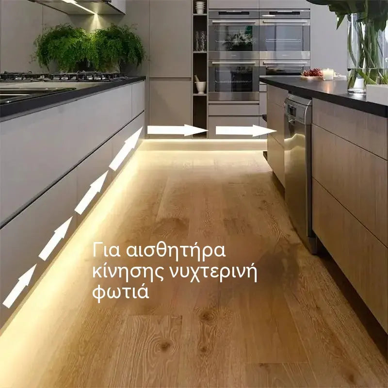 1 σετ 28 ευρώ【2M】Λωρίδα φωτισμού LED με έξυπνο αισθητήρα και αυτόματο σύστημα φωτισμού, με αυτοκόλλητο USB, ιδανική για κουζίνες, υπνοδωμάτια και σκάλες.
