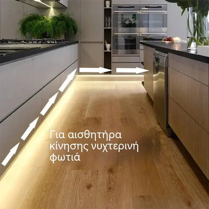 1 σετ 28 ευρώ【2M】Λωρίδα φωτισμού LED με έξυπνο αισθητήρα και αυτόματο σύστημα φωτισμού, με αυτοκόλλητο USB, ιδανική για κουζίνες, υπνοδωμάτια και σκάλες.