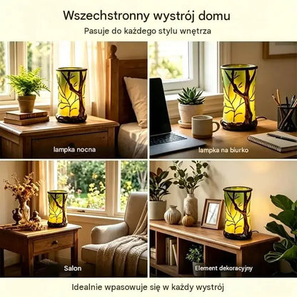 🍃✨ Magiczna lampa leśna z motywem liści | Rozświetl swój dom naturalnym urokiem